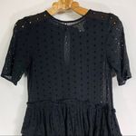 H&M Black Eyelet Ruffle Shift Dress Sz 2 Cotton Photo 6