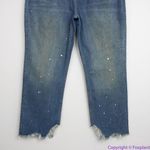 Free People NEW  paint‎ splatter raw hem cropped Maggie straight jeans, 31 Photo 4