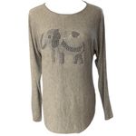 Rachel Zoe  Elephant Embellished‎ Cashmere Blend Crew Neck Sweater Size M Gray Photo 0