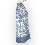 Tommy Bahama Stamped Medallion TShirt Dress Med Blue White Short Sleeve Pullover Photo 4