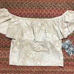 Kortni Jeane NWT TAN PALM LEAF OFF THE SHOULDER SWIM TOP MODEST Photo 0