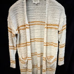 Sienna Sky  Cream and Gold Striped Cardigan Photo 0