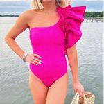 ZARA Large Ruffle Swimsuit fuchsia Pink Size Small Photo 0