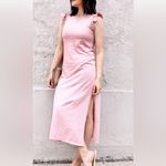 Z Supply  slub ruffle coral Sheath Maxi‎ Dress ruffle Sleeve wide slits medium Photo 7