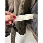 Stoosh  Faux Leather Cropped Moto Jacket Brown XL Belted Biker Zip Short Coat Photo 5