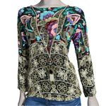 Saks 5th Avenue Saks Fifth Avenue Vintage Sz S Black Silk Floral Motif Sequin Beaded Top Blouse Photo 2