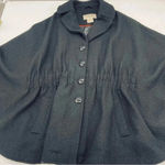 Jonathan Stone Women's Sleeved Cape Coat Size M Black Full Button Photo 3