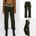 ZARA  Woman Cropped Straight Jeans Camouflage Raw Frayed Hem Side Striped 4 Photo 1