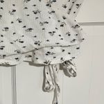 Brandy Melville White and Blue Floral Wrap Top OS Photo 3