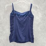 DKNY Blue Scrunch Drape Stretch Padded Swimwear Tankini Tank Top Medium M 10 Photo 1