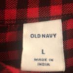 Old Navy women’s red gingham print button down shirt size large. Photo 2