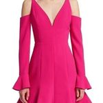 N/NICHOLAS Crepe Flare Mini Dress Hot Pink V Neck Long Sleeve Size 4 NWT Photo 0