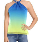 Lauren Ralph Lauren Halter Top Size Small Blue Green Ombre Sleeveless‎ Zip Up Blue Photo 0