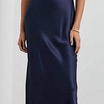 Rails  Solene Satin Midi Sheath Slip Dress Navy‎ Blue XS Photo 0
