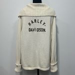 Harley Davidson Vintage Heavy Zip Cardigan Turtleneck Sweater Sz 2W Cream Tan Photo 3