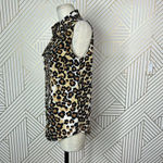 Equipment Sleeveless Slim Signature Leopard Print Blouse Tan Black Size Small Photo 4