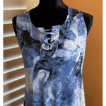 Chicos 0 US Small‎ Blue Abstract Reptile Print Sleeveless Dress Lace Photo 1