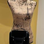 Black Faux Leather and Suede Handbag Photo 2