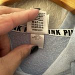 Victoria's Secret PINK Women's Light Blue Logo Hooded Cropped Sweatshirt Size M Photo 6