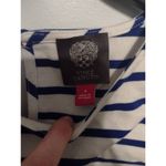 Vince Camuto Dress Women's 4 Blue White Striped Cold Shoulder Midi Photo 1