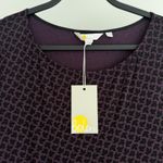 Boden Abigail Jersey Dress 14R Purple Leaf Print Long Sleeve Stretchy Midi Dark Size 14 Photo 3