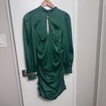 Majorelle bristol Green Satin Long Sleeve ruched dress Photo 2