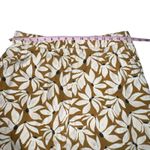 Garnet Hill  Linen Pants Women Large Brown White Floral Cropped Wide Leg Pull On Photo 3