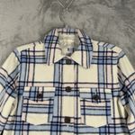 Gap  Jacket‎ Women XS Navy Pink Plaid Shirt Jacket Fleece Shacket Casual Normcore Photo 3