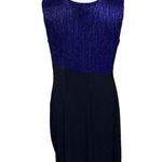 Enfocus Studio  Blue Metallic Black Dress Size 12 Cocktail Party Wedding Guest Photo 2