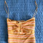 American Eagle  Outfitters Orange and White Knit Top Photo 0