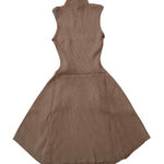 Lucky Clover Skater Ribbed High Neck Dress in Taupe, Size S/M​ Tan Size M Photo 0