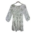 Entro  NWT Sage Green Cream 3/4 Balloon Sleeve Tiered Ruffled Above Knee Dress S Photo 1