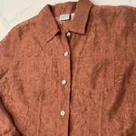 Chico's Sheer Floral Copper Brown Long Sleeve Button Up Blouse Chicos2 WomenLarge Photo 1