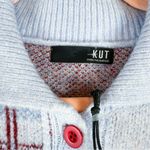 Kut From The Kloth NEW Jacquard Floral Plaid Collared Cardigan Sweater Purple Photo 7