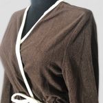 Vintage 70s 80s Fleece Robe Cream Brown Small Photo 3