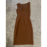 Calvin Klein Women's Chocolate Brown One Bow Shoulder Midi Dress Size 2 Photo 7