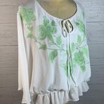 Sophie Max white/green embroidered blouse size Small Photo 5