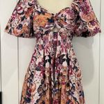 House of Harlow 1960 Puff Sleeve Mini Dress Linen Floral Size 2 Garden Party Photo 1