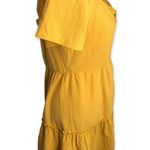 Rotita Mustard Yellow Button Up Sweetheart Neckline Mini Dress Photo 4