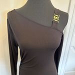 Michael Kors MICHAEL  Asymmetrical One Shoulder Going Out Top Gold MK Logo NEW Photo 3