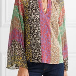 Alice + Olivia Prija Flared Sleeve Blouse M Multicolor Floral Bohemian Hippie Photo 0