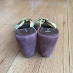 Vintage Green Tie Dye Mesh Knit Platform Wedge tortioise buckle & suede heel Brown Size 7.5 Photo 6