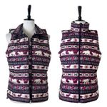 Lands' End Lands’ End New Vest Puffer Down Feather Filled Zip Purple Deer Print Size Small Photo 13
