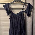Aeropostale Crochet Cold Shoulder Navy Top | Small Photo 0