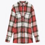 ZARA Red Check Short Darts Button Down Top Dress Photo 0