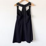 Alice + Olivia Racerback Lamb Leather Trim Shoulder Mini Dress in Black Photo 7