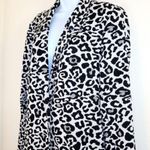 Andrew Marc ‎ leopard print black and white longline open front cardigan size S Photo 9