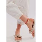 Free People Size 11 Brynn Bow Sandals Grey Nude Flip Flops Thongs Neutral Italy Photo 2