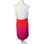 Talbots  Textured Colorblock Sheath Dress Size 8 White Orange Pink Colorful Event Photo 5
