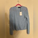 Theory  light blue Women’s linen blend Cable Knit Sweater size L NWT Photo 7